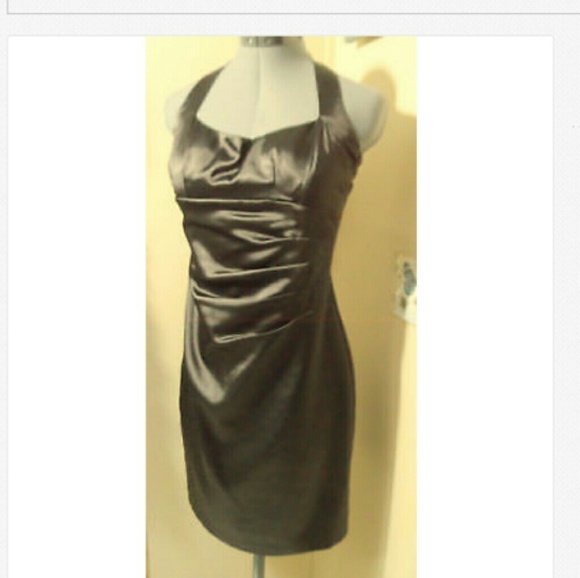 STUDIO Y Formal Dress 3/4 BROWN empire waist Halte - Picture 2 of 7